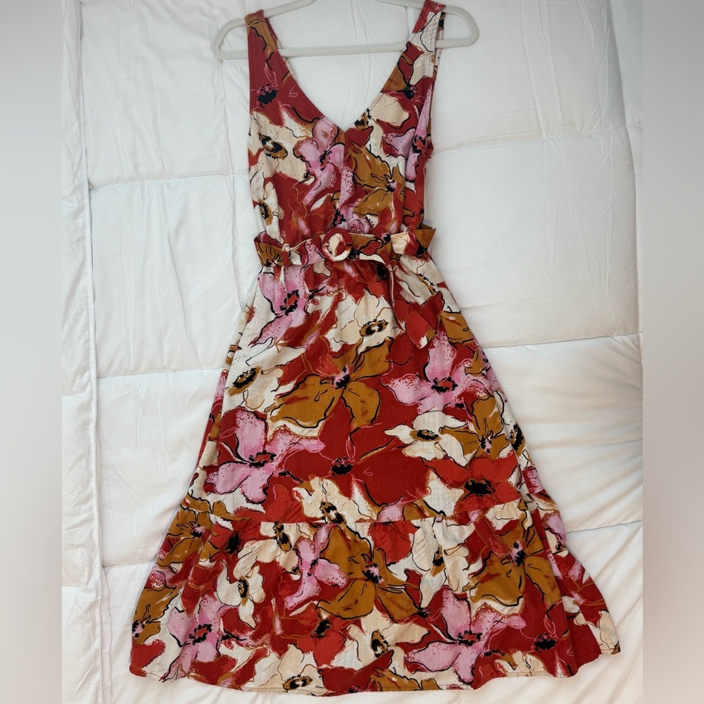 Nine West Red and Pink Floral Maxi Dress